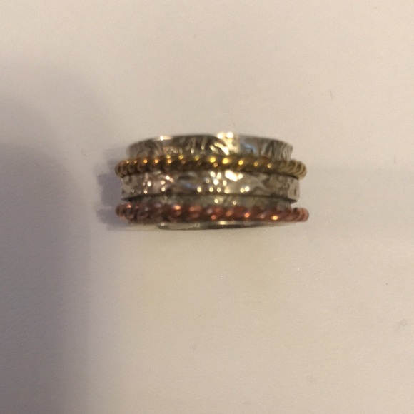 Copper, bronze and sterling spinner ring. - Picture 2 of 4